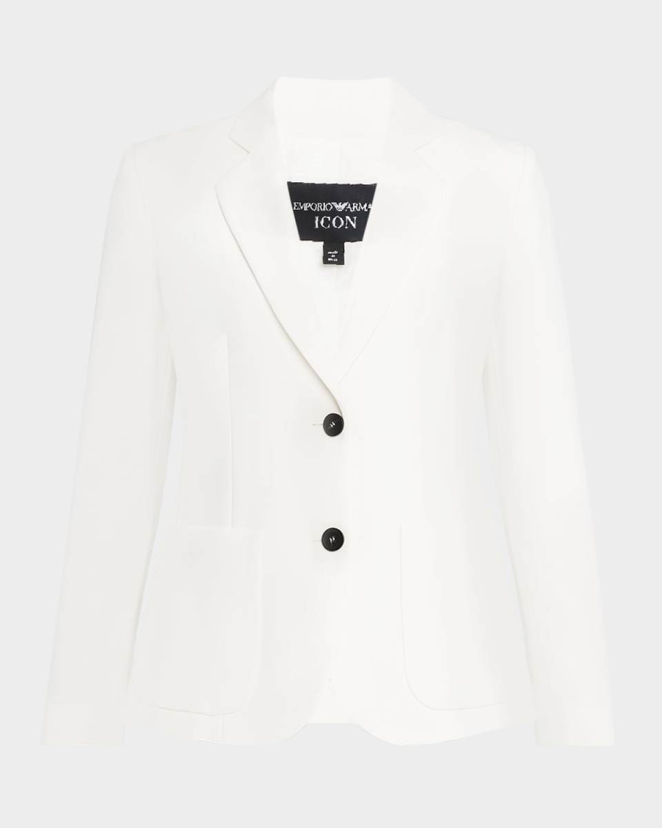 Single-Breasted Contrast Button Blazer